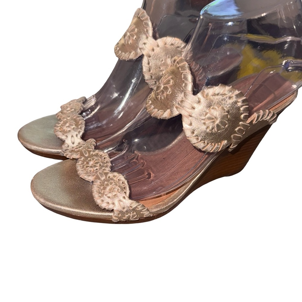 Wedge Sandals with Rose Gold Embellished Straps - Picture 2 of 7